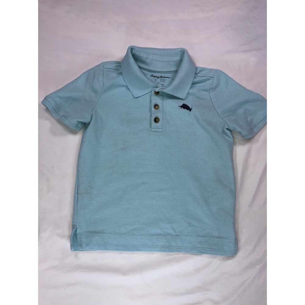 Tommy Bahama Boys Light Blue Short‎ Sleeve Marlin Logo Polo Shirt Size 5